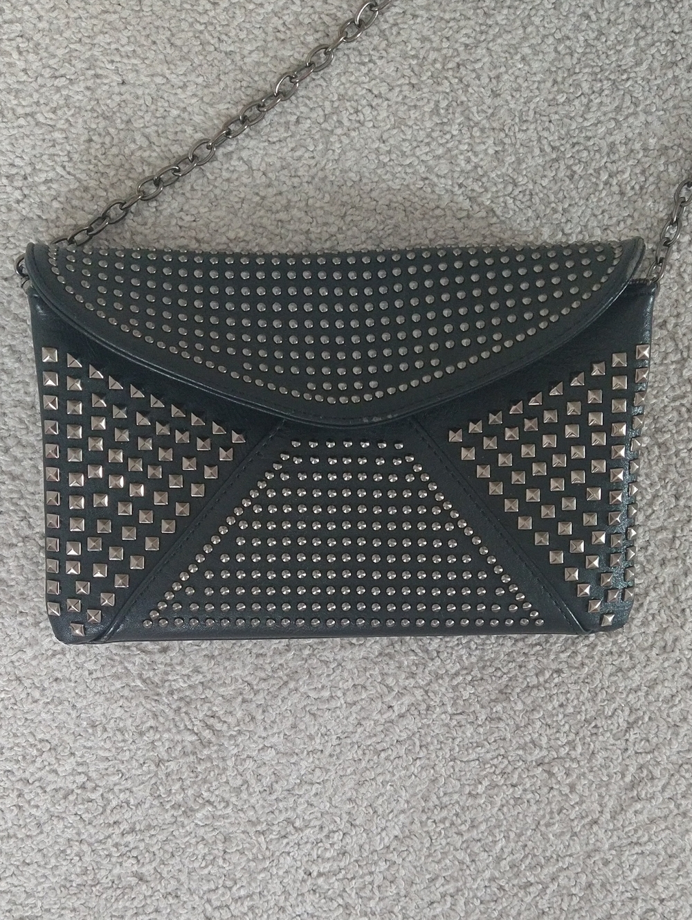 Studded Envelope Crossbody Bag - Black